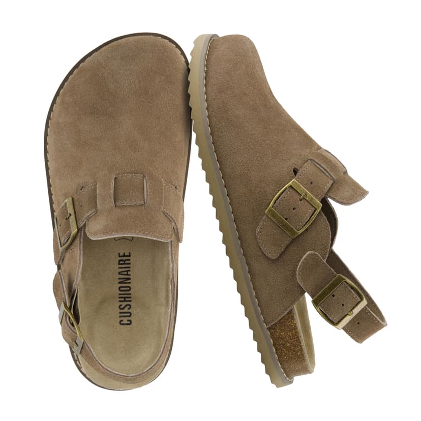 CUSHIONAIRE Brooklyn Genuine Suede Slingback Clogs for Women with Buckle | Casual Shoes