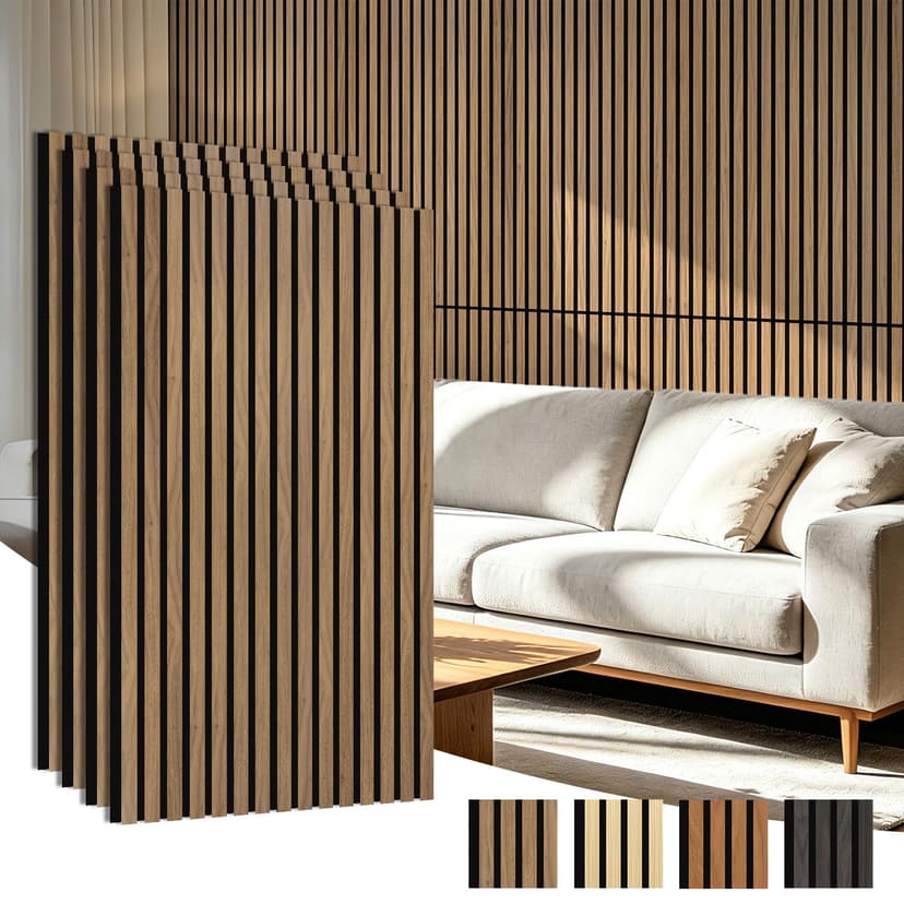 Art3d 4-Pack 47x23.6 Inch Acoustic Panels with Wood Slat Design - Soundproof Wall Panel for Office, Gaming Room & Studio, Ideal for Streamers, Home Workers & Recent Movers, Deep Walnut