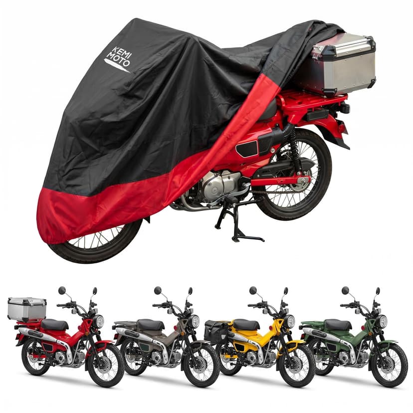 KEMIMOTO Heavy Duty 420D Motorcycle Cover Compatible with CT125 Trail 125 | Waterproof Outdoor Indoor All Weather Protection Dustproof Sunlight Rain Covers Fit for CT 125 Hunter Cub