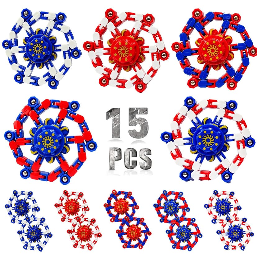 YIZER Transformable Fidget Spinners,15PCS Funny Sensory Fidget Toys Adults | YIZER Deformable Chain DIY Robot Spinner,Fingertip Stress Relief Gyro Toy Halloween Party Favors Stocking Stuffers for Kids