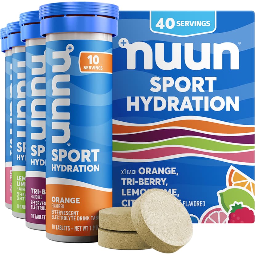 Nuun Sport Electrolyte Tablets Mixed Flavors, GF & Vegan, 4 Pack | 40 Servings with Magnesium, Calcium, Potassium, Chloride & Sodium, Gluten Free & Vegan