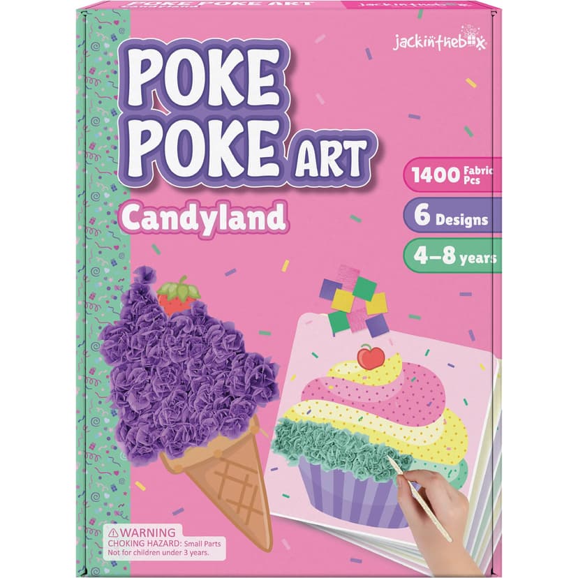 jackinthebox Poke Art Candyland Crafts Kits for Kids, Girls Gift, Ages 4-8 | 1400 fabric pieces, travel arts activities & birthday gifts, mess-free toddler, age 4 5 6 7 8 9 year old, flower pressing