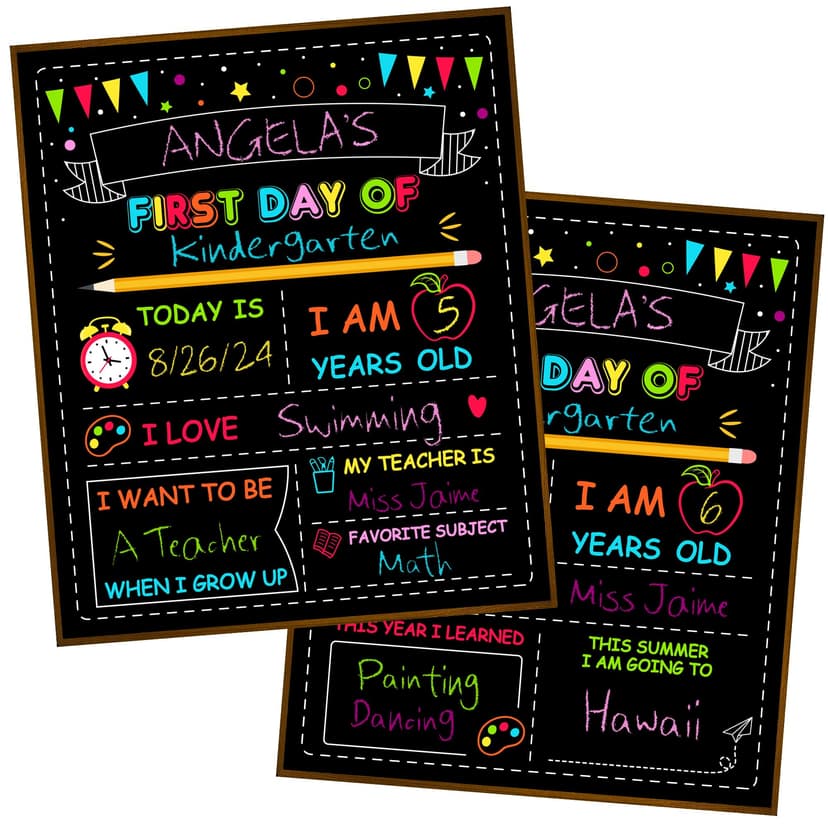 Double-Sided First Day of School Board, 12 × 10 Inches Back to School Sign | Reusable, Easy to Clean, Blank Board to Write, Color Painting Last Day of School Board First Day of School Kindergarten Pre