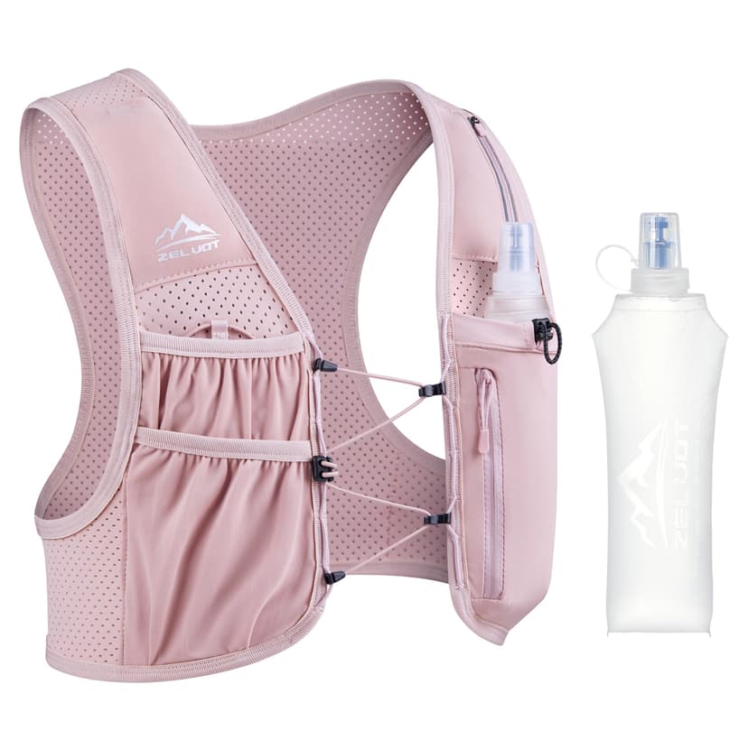 Zelvot Running Vest for Women Men, US Patent, Adjustable Chest Straps Running Hydration Vest with 500ml Soft Flask, Lightweight Reflective Hydration Backpack for Marathon