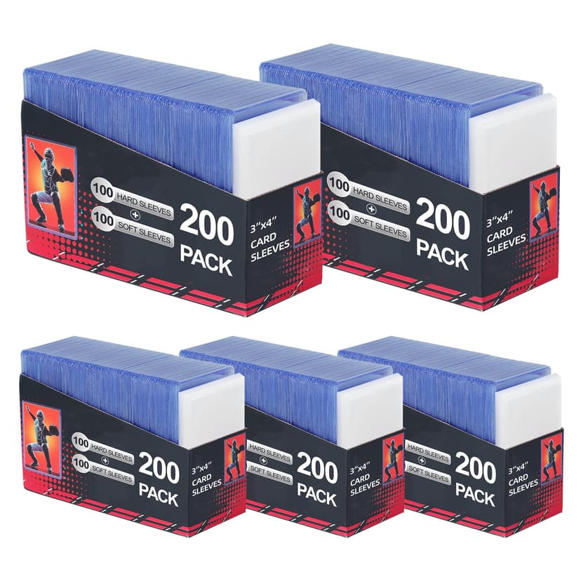 1000 Card Sleeves, Clear Hard Sleeves for Cards, 3"X4" Card Protectors, Baseball Card Sleeves, Hard Plastic Card Holder for Trading Sports Football Game Cards (500 Hard Sleeves+500 Penny Sleeves)
