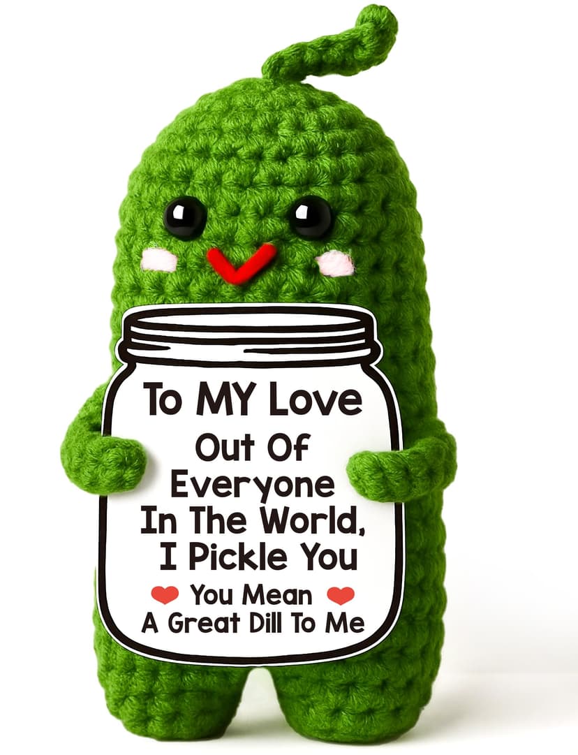 MAMAGIFTREE Gifts for Him Her Boyfriend Girlfriend, Handmade Crochet Pickle to My Love Anniversary Birthday Gifts for Women Men, I Love You Wedding Romantic Gift for Wife Husband Couples Cute Decor