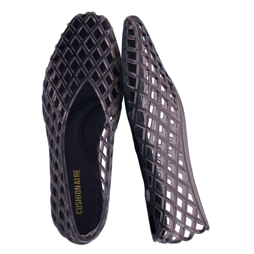 CUSHIONAIRE Siesta Modern Lattice Ballet Flats for Women, Comfortable Slip On Pointed Toe Womens Jelly Shoes