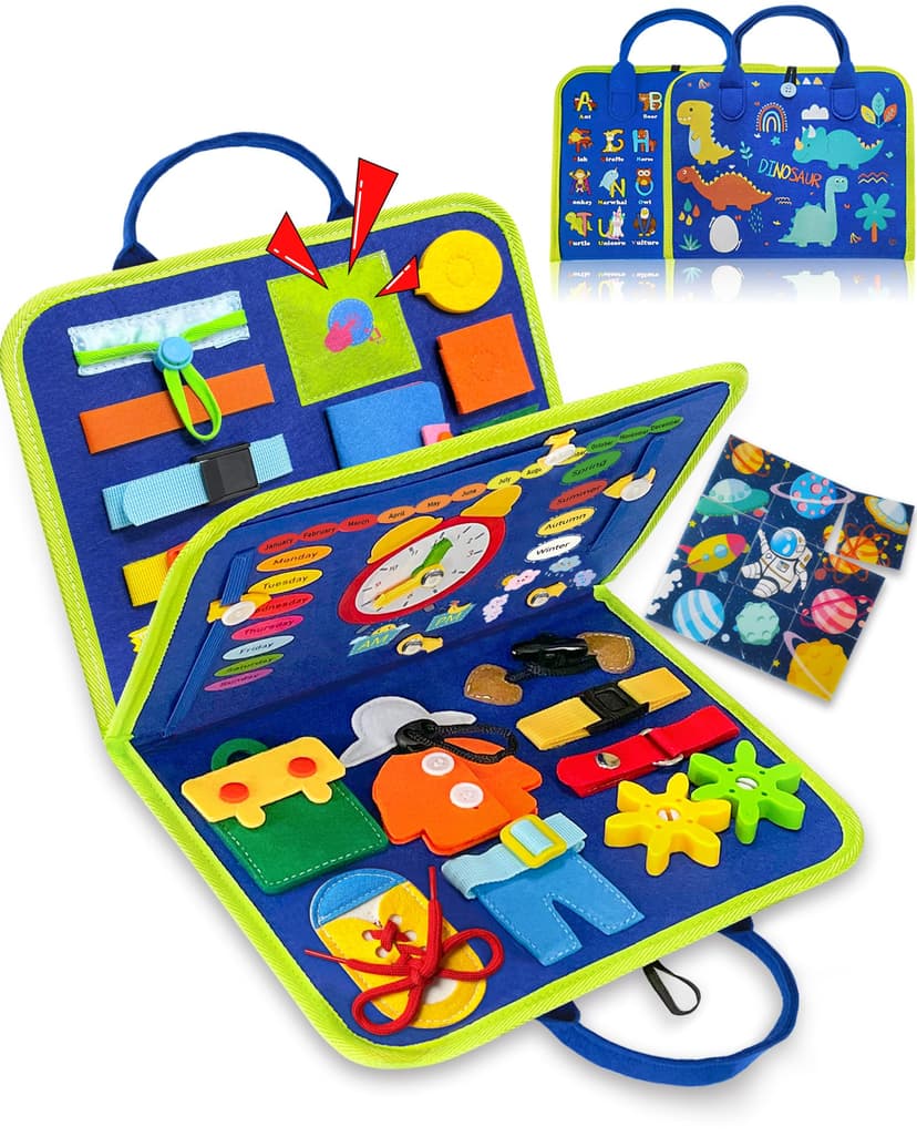 Exorany Busy Board Montessori Toys for Toddler Boy Birthday Gift Busy Book | Airplane Car Travel Toy, Learning Educational Toys, Activity Book, Toddler Activities, Sensory Toys, Fine Motor Skills