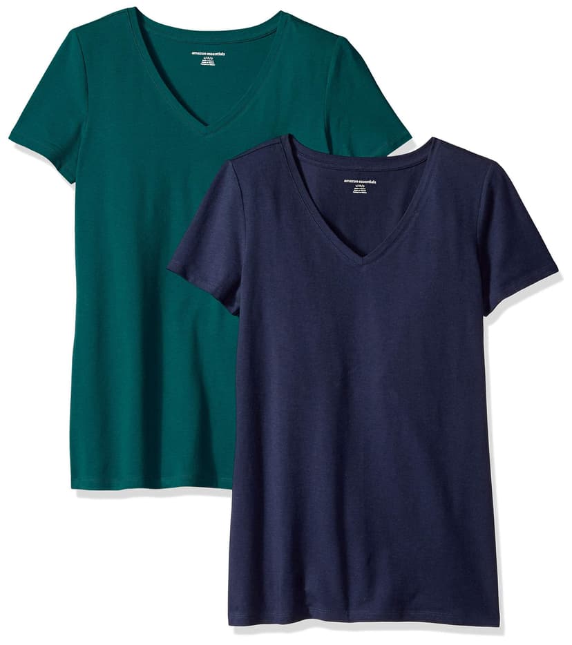Amazon Essentials Women's Regular-Fit Short-Sleeve T-Shirt (Crewneck and V-Neck Options)