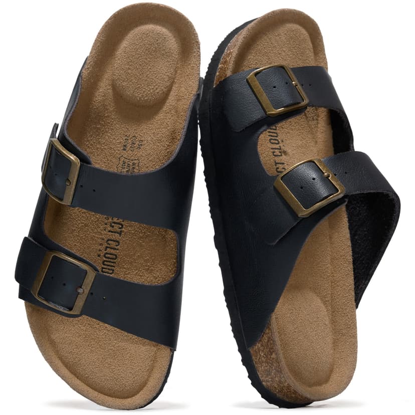Project Cloud 100% Genuine Leather Flat Sandals For Women 2026 Cork Footbed Womens Sandals with Memory Foam and arch support Vacation Essentials Slides for Women Footwear (Venita)