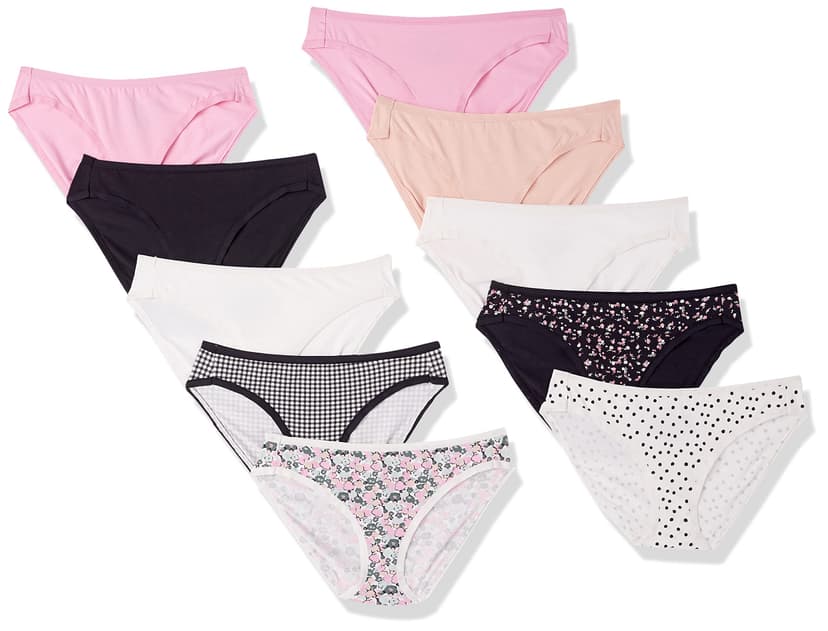Amazon Essentials Women's Breathable Cotton Bikini Brief Underwear with Full Coverage, Multipacks