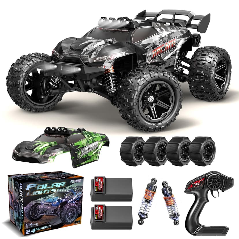 X-TMAGA 1:14 Scale All Terrain RC Cars for Adults & Boys (HS14323), Max Fast 40+ KPH, 4WD Off-Road RC Truck for Snow & Sand & Mud, 4X4 Waterproof Remote Control Car with 2 Rechargeable Batteries