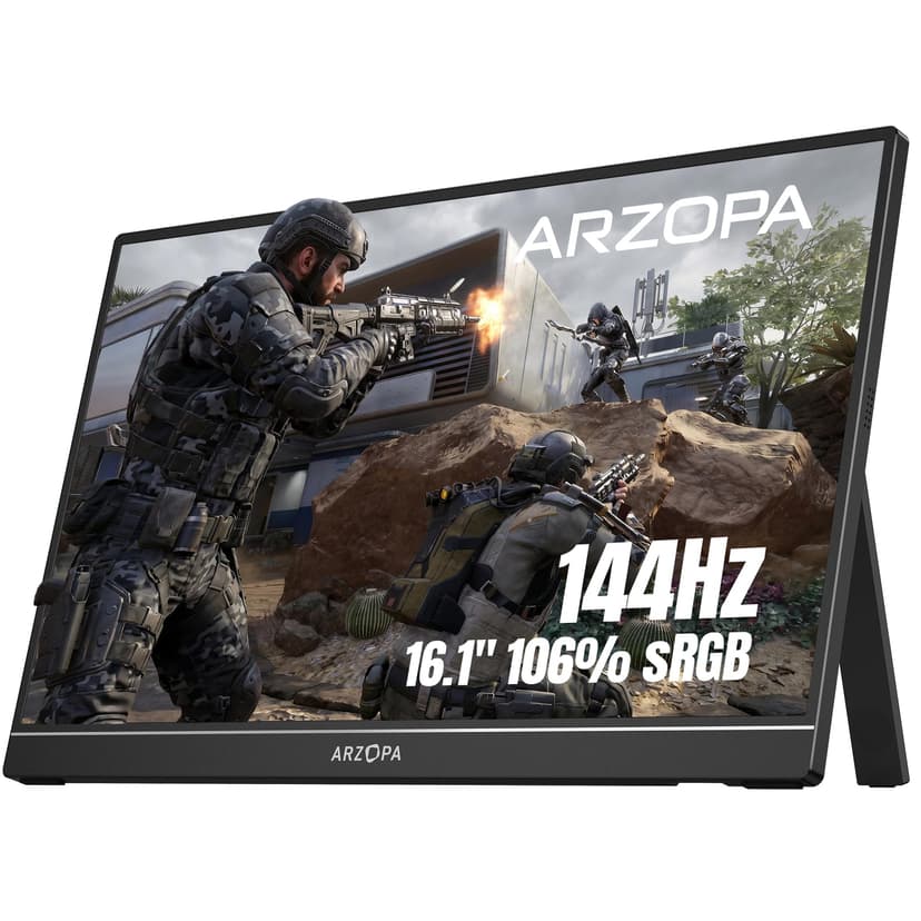 ARZOPA 16.1'' 144Hz Portable Gaming Monitor 106% sRGB - Z1FC | 1080P FHD Kickstand Portable Monitor with HDR, Ultra Slim, Eye Care, External Second Screen for Laptop, PC, PS5, Mac, Xbox