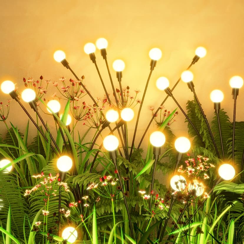 Flumy Solar Garden Lights Outdoor - 8 Pack 64 LED Firefly Lights Waterproof, Garden Decorations for Yard Patio Pathway Lawn Outside, Unique Gifts for Grandma Women, Solar Decor Warm White