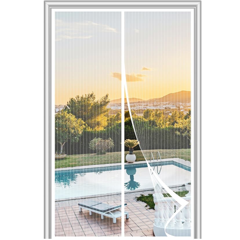 METAONLY Magnetic Screen Door Mesh Fits 38" x 82" Door - Curtain Size 40" x 84", Works for Patio, Sliding Door, Keeps Bug Mosquito Out, Fresh Air Flow, White