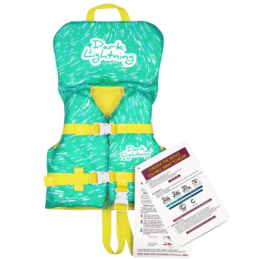 Dark Lightning USCG Approved Infant Life Jacket 0-30 lbs, Toddler Swim Vest and Baby Life Vest for 1-3 Years, 20-30 lbs, Headrest, Leg Strap and Grab Handle