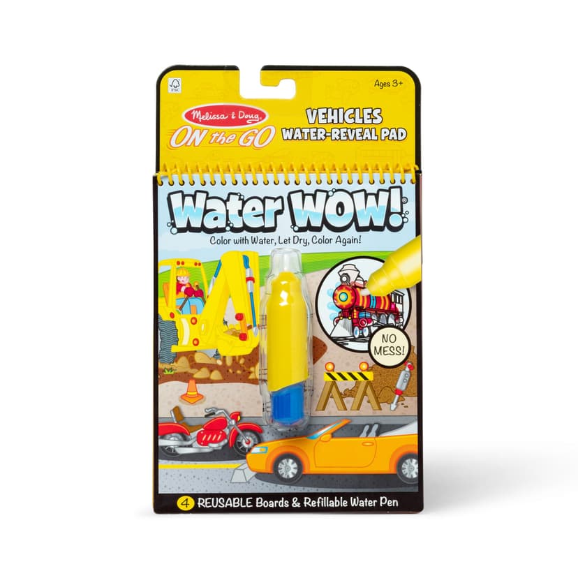 Melissa & Doug On The Go Water Wow! Mess Free Coloring Book, Reusable Water-Reveal Activity Pad, Vehicles, Travel Toys, Party Favors, for Toddlers & Kids Ages 3+ - FSC Certified