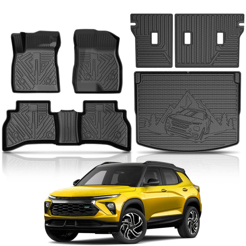KUST Floor Mats for 2021-2026 Chevy Trailblazer Accessories (AWD Only) | Rear Cargo Trunk Mat (Cargo Deck in Upper Position), Front Rear Car Mats All Weather Protection, TPE Rubber, Raised Edge