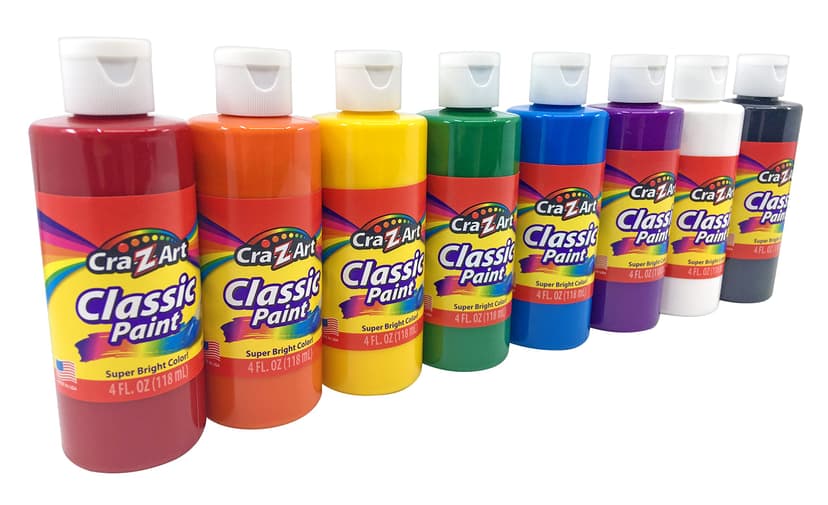 Cra-Z-Art Washable Classic Paint Bulk Pack 8ct, Assorted Colors 4oz each bottle