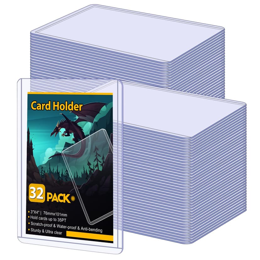 Sooez 32 Card Sleeves Hard Plastic Card Holder for Trading Card 3"x4", 35PT | for Baseball Card, Rigid Card Protector, Penny Sleeves for Collectible Game Cards, Premium Standard Size Sports Football C