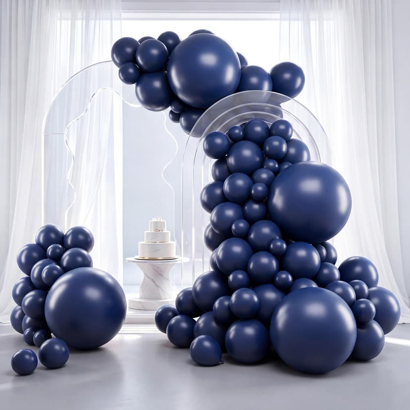 RUBFAC Navy Blue Balloons 129pcs Different Sizes Balloon Arch Kit | Pack of 18 12 10 5 Inch Latex Retro Blue Garland Kit for Men Birthday Graduation Boy Baby Shower Party Decoration