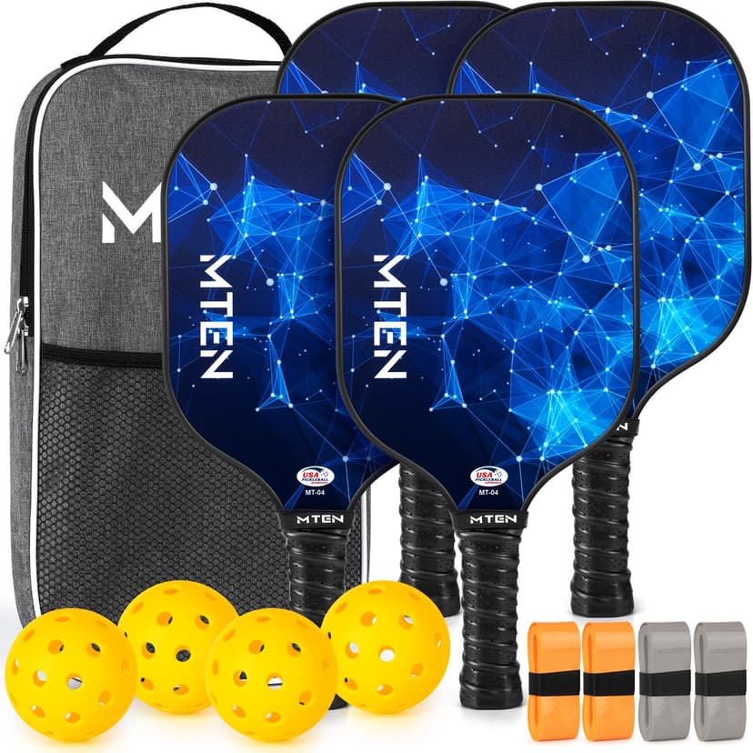 Pickleball Paddles Set of 2 or 4, or Single Paddle – USAPA Approved Fiberglass Surface Pickleball Rackets Set for Men & Women