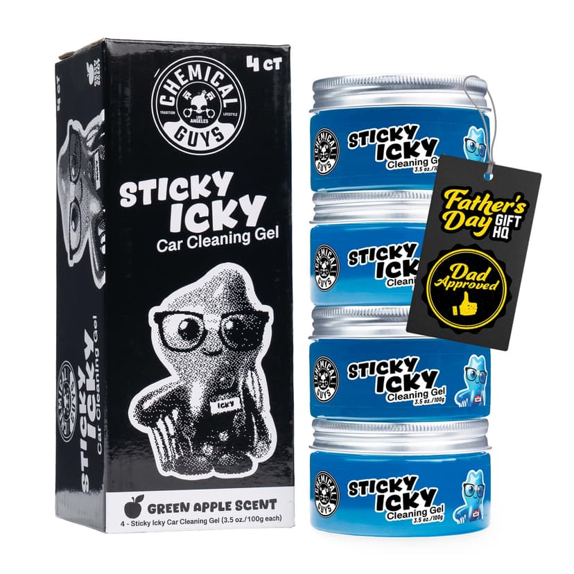 Chemical Guys Sticky Icky Car Cleaning Gel, Green Apple, Interior Car Cleaner, Reusable Automotive Crevice & Interior Dust Cleaner for Air Vents, Consoles, Cup Holders & Keyboards, 4 Pack (100g Each)