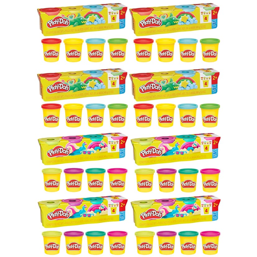 Play-Doh Bulk 4 Pack Vibrant Colors, 32 Colorful 3 Ounce Cans of Modeling Compound, Kids Arts & Crafts, Preschool Toys for Girls & Boys 3+