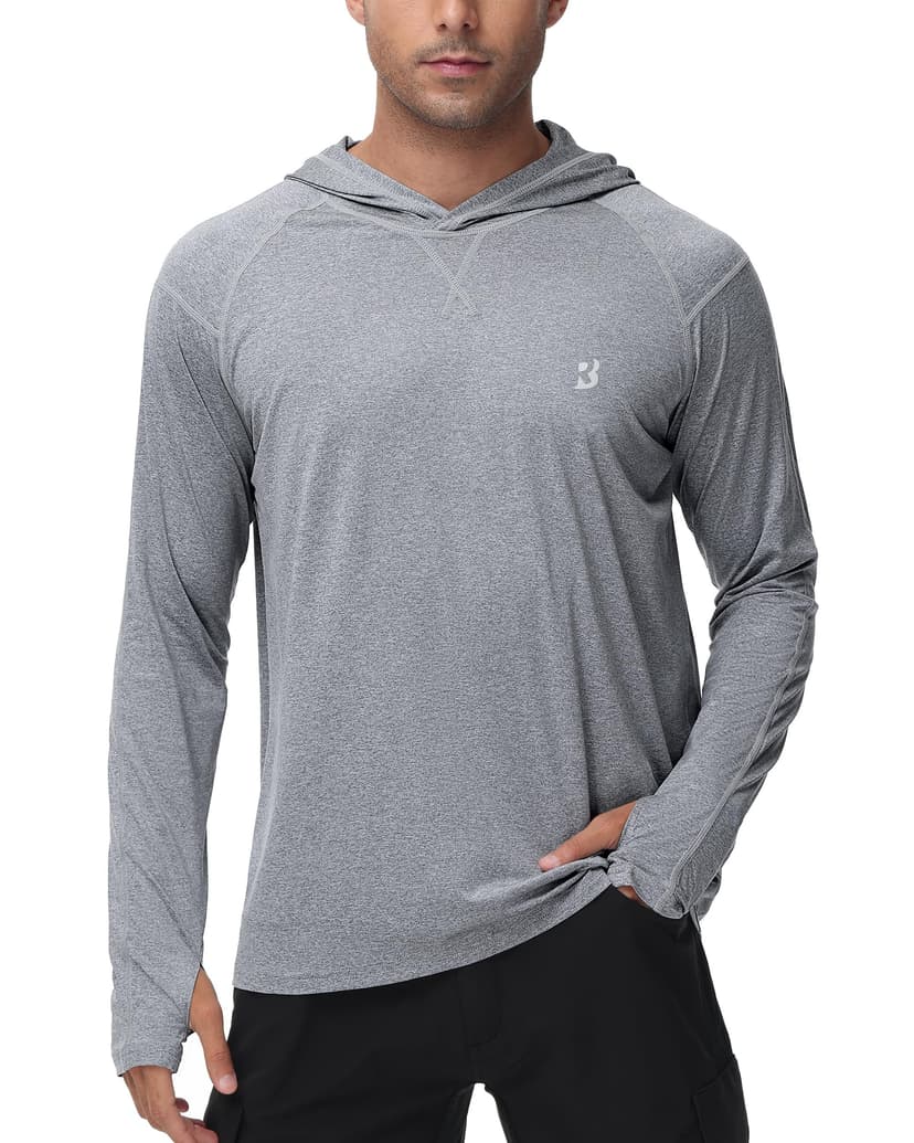 Roadbox Mens UPF 50+ Fishing Shirts, Long Sleeve UV Sun Hoodie, Hiking Running Swim Athletic Workout Shirt