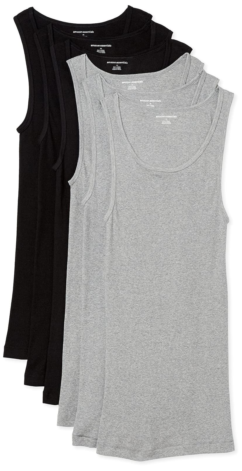 Amazon Essentials Men's Lightweight Breathable Cotton Slim Fit Tank Undershirts