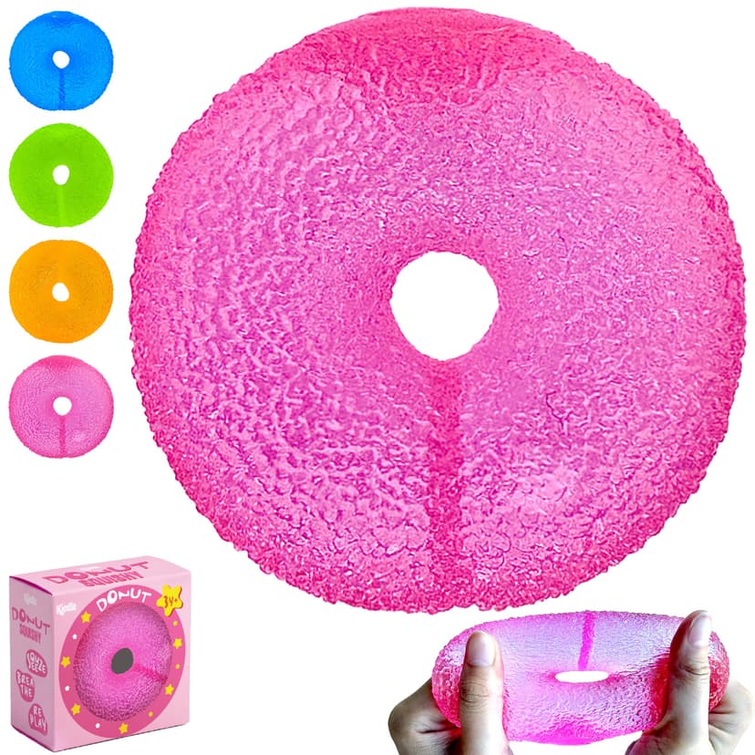 Kiedle Premium Donut Stress Ball, Odor-Free Slow Rise, Non-Toxic, Cute Sensory Squishy Toy - US-Family Owned - Easy to Clean - Durable - Gift-Ready - Children Safety Certificate & ASTM Certified 3+