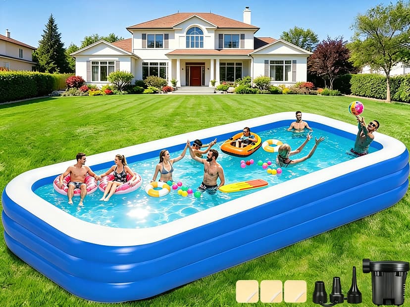 Extra Large Inflatable Swimming Pool for Adults - 180'' x 76'' x 22'' Extra Large Blow-Up Pool Oversized Thickened Family with Pump, 15FT Extra Long Inflatable Pools for Backyard, Easy Set Big Pool