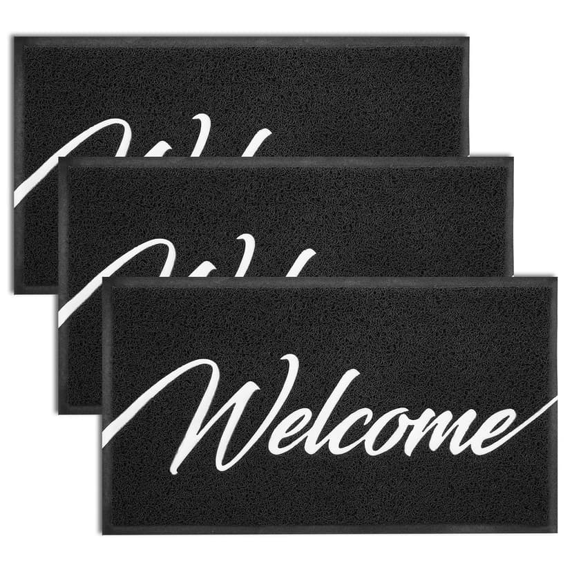 EARTHALL Door Mat 3-Pack Outside Inside Welcome Doormat 30"x17.5" Durable Floor Mat Non Slip Rug Ultra Absorb Mud Easy Clean Front Doormat for Garage, Entryway, Patio, High Traffic Areas, Black