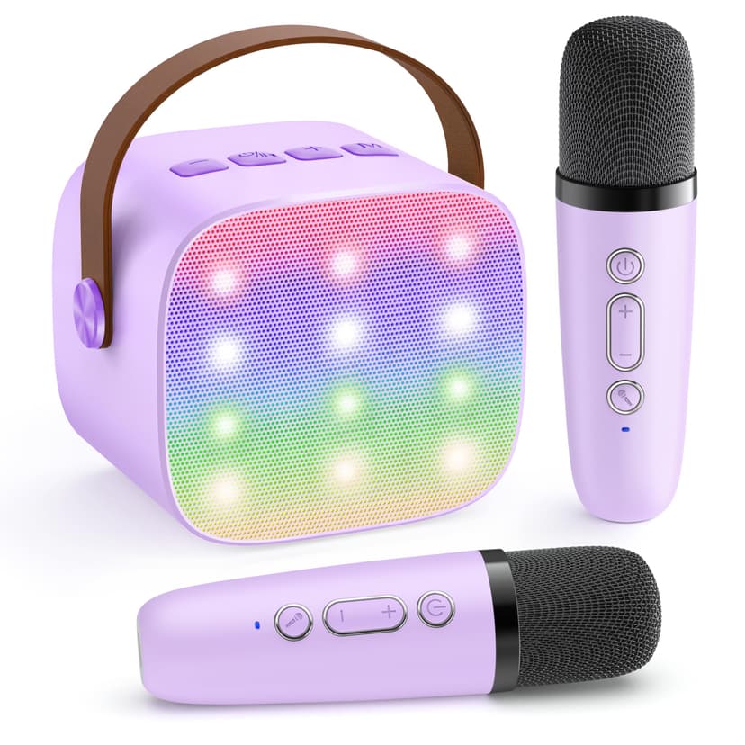 YLL Karaoke Machine for Kids, Portable Mini Speaker with 2 Wireless Microphones, TOP Kids Gifts for Girls Ages 3, 4, 5, 6, 7, 8, 9, 10+ Years Old, 4-12th Birthday Singing Present Toy Party (Purple)