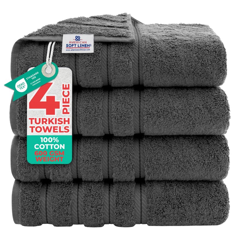 American Soft Linen 100% Cotton Luxury Turkish Towels, 4 PC Bath Towel Set | Soft Absorbent Quick Dry OEKO Tex Standard 100 Certificated Durable Machine Washable Premium Hotel Quality