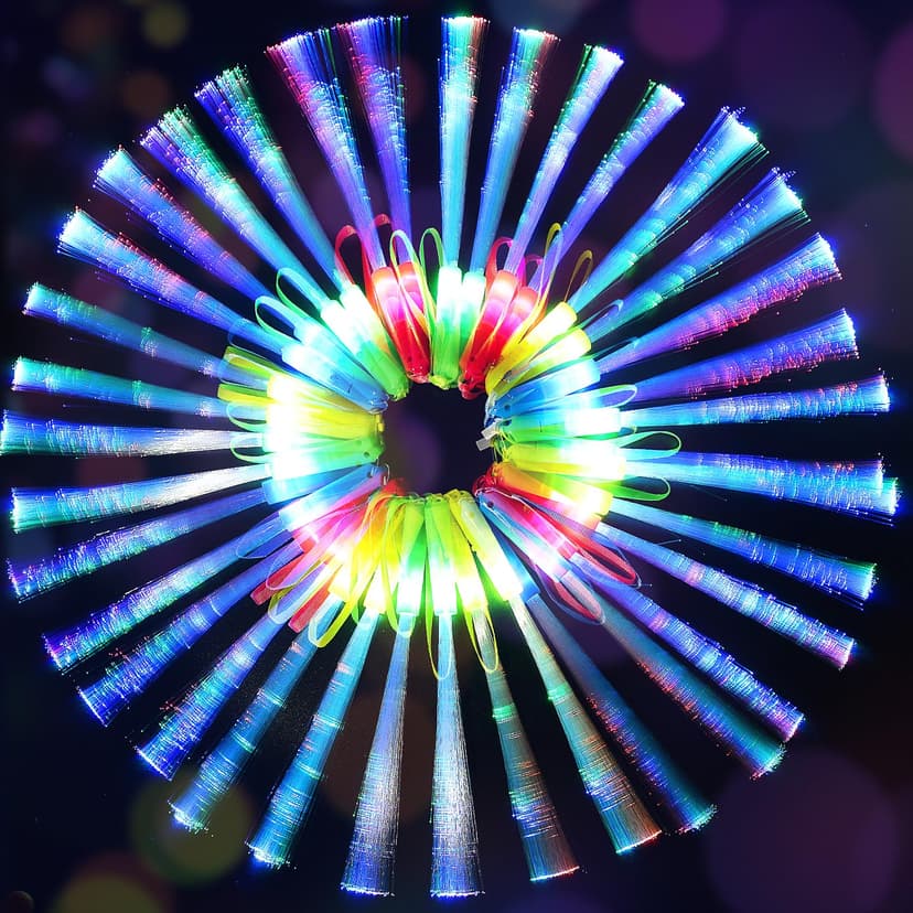 SHQDD 200PCS Glow Fiber Optic Sticks, LED Light Wands, Glow in The Dark Party Supplies, Fiber Optic Wands for Weddings, Birthdays&Events,Flashing LED Party Favors,Colorful Light Sticks for Kids&Adults