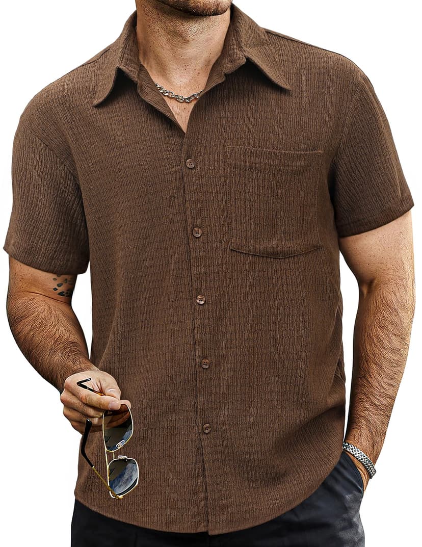 VATPAVE Mens Summer Striped Shirts Button Down Short Sleeve Vintage Beach Hawaiian Shirts with Pocket