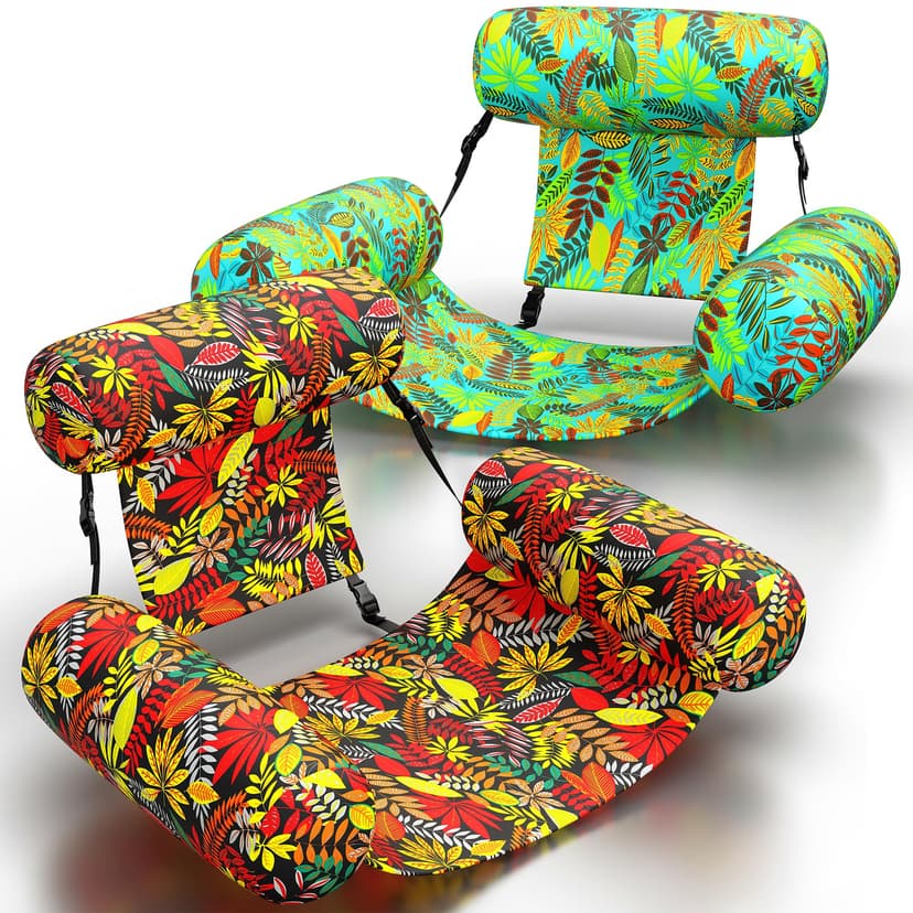 Pool Floats for Adults – 2-Pack Heavy Duty Inflatable Pool Floats, 350lbs Weight Capacity, Upgraded Leak-Proof Valve, Thick PVC & UV Protection, Adjustable Shoulder Strap, Includes Hand Pump