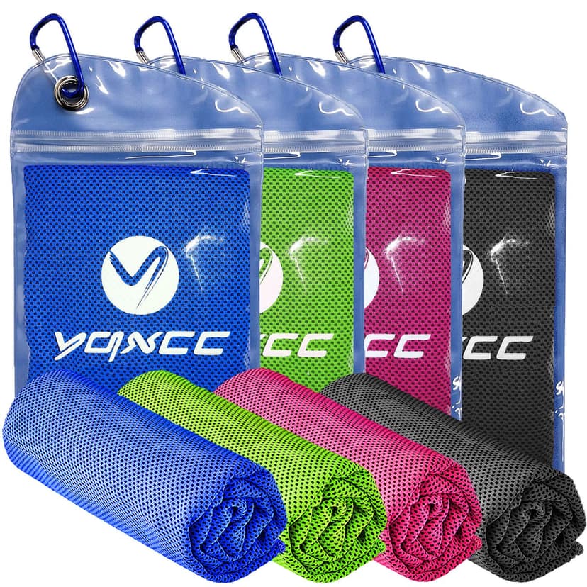 YQXCC 4 Pack Cooling Towels (47"x12"), Ice Cool Neck Towel, Soft Breathable Microfiber for Yoga, Golf, Gym, Running, Camping & Hot Weather