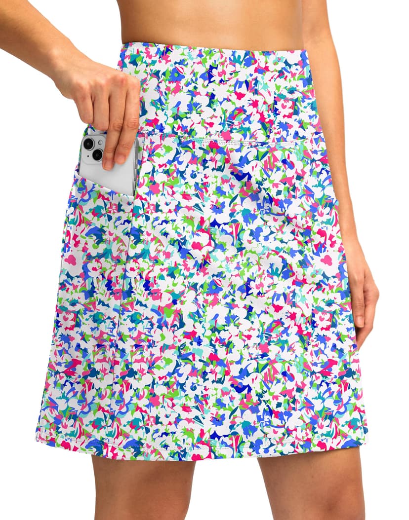 SANTINY 18" Skorts for Women with 4 Pockets High Waist Long Athletic Tennis Skirt Golf Skort Dressy Casual