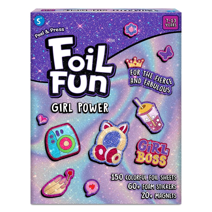 Skillmatics Foil Fun Girl Power, Foil Art & Craft Activity, Gift for Tweens | Mess-Free Activity, 20+ Magnets & 60+ Stickers, Travel, Screen-Free Fun, Party Favor for Kids, Teens (Ages 7–13)