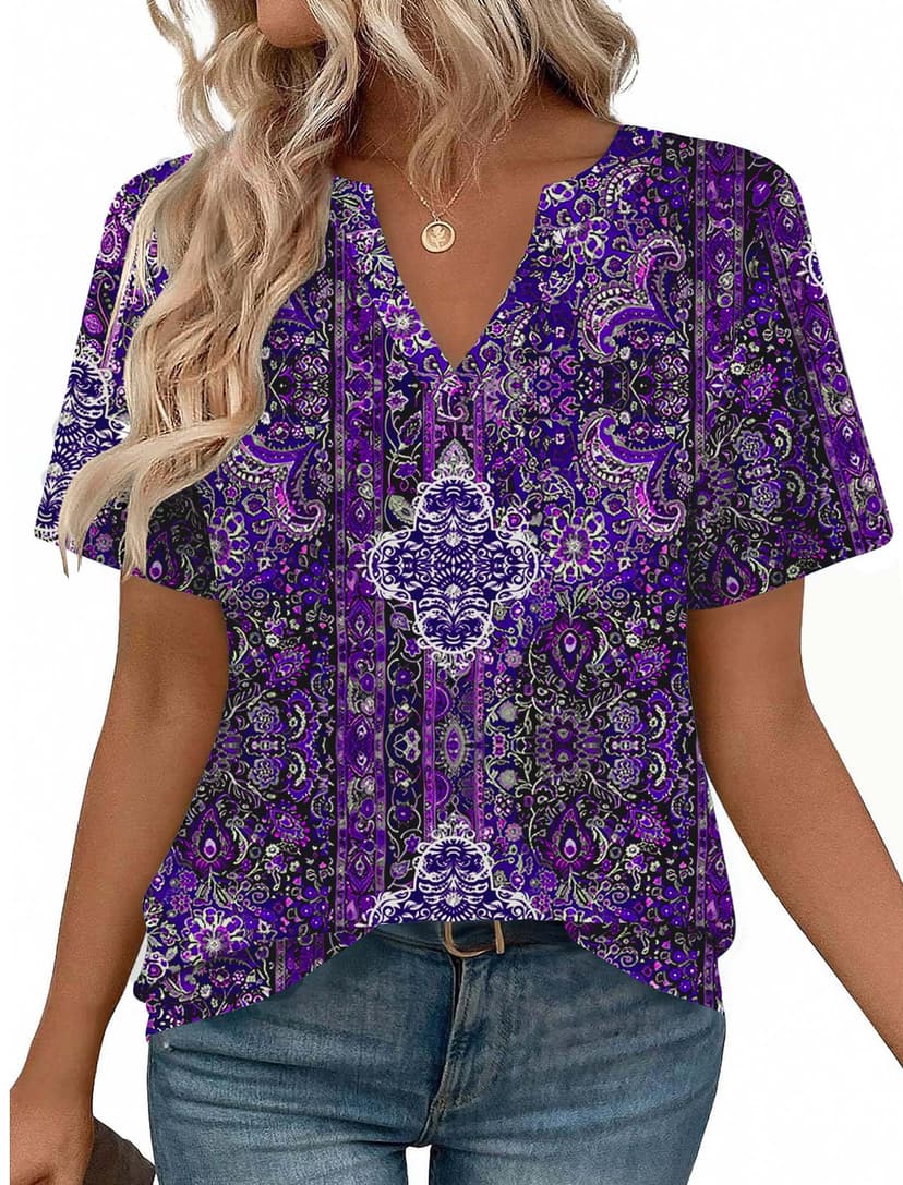 Zeagoo Womens Tops Short Sleeve V Neck Tee Shirts Cute Dressy Casual | Basic Clothing, Business Work Blouse, Loose Fit Tunic Fashion