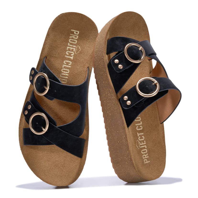 Project Cloud Comfortable Womens Sandals Platform Sandals for Women | Lightweight Plush Soft Insole Buckle Non Slip Durable Fashion Frayed Footwear Casual Beach Summer Everyday Style All Day Wear