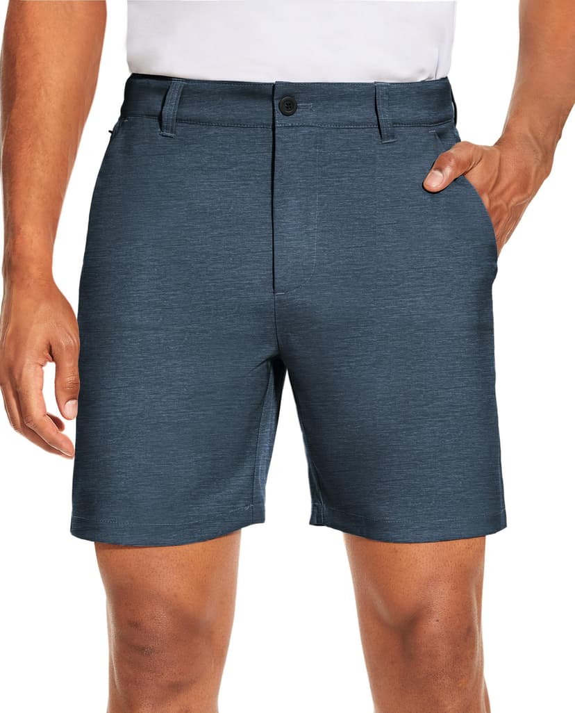 PULI Men's Golf Dress Shorts Flat Front Hybrid 7 Inch with 5 Pockets | Lightweight Quick Dry Breathable for Travel Hiking Casual Business