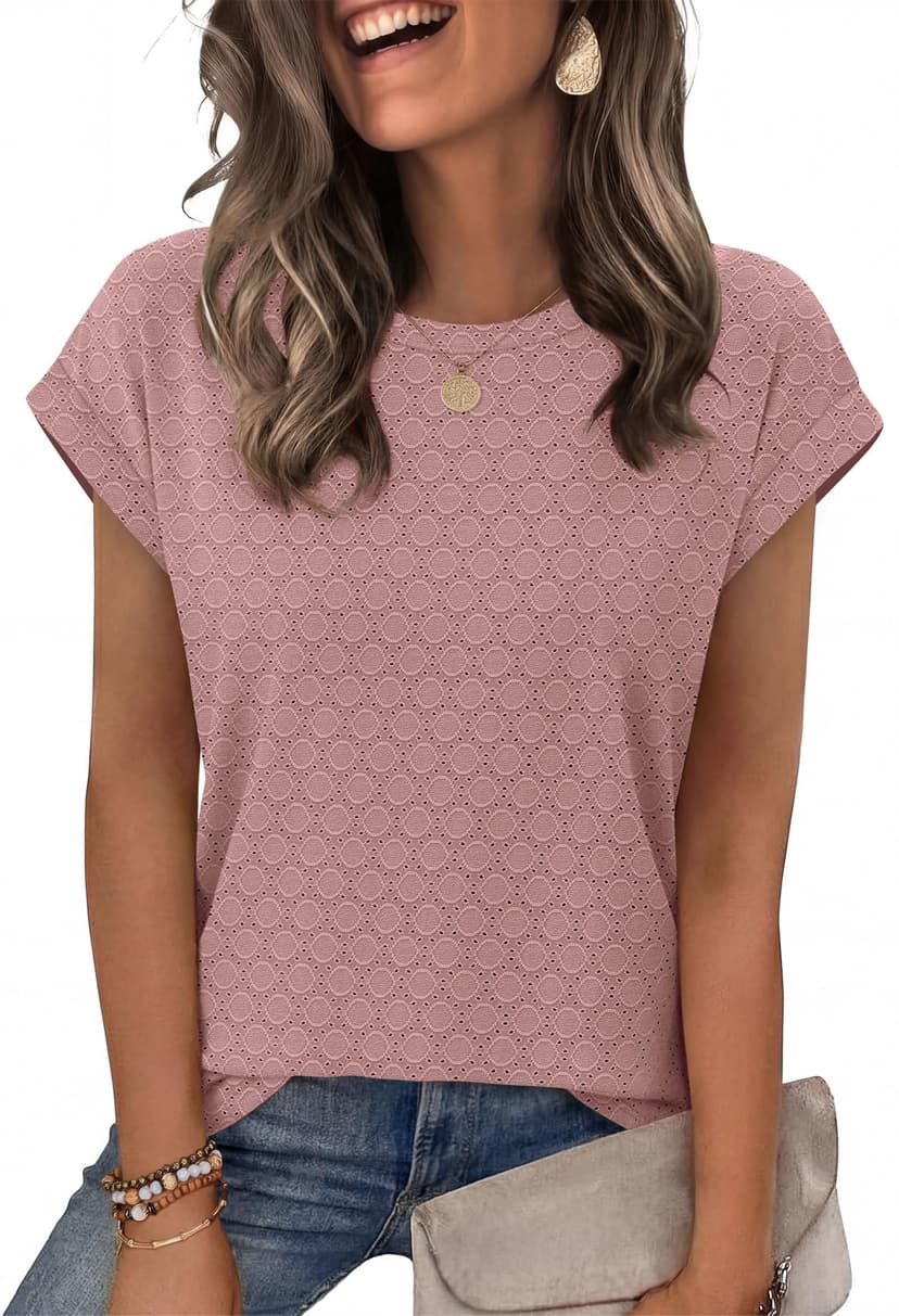 Alaroo Womens Summer Tops Short Sleeve Shirts Crew Neck Tshirt Cute Trendy Tunic Blouses (S-3XL)