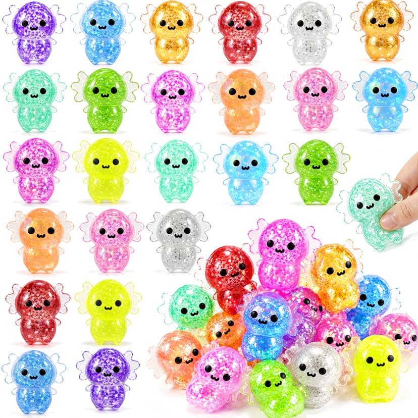 24PCS Axolotl Squishies for Kids,Bulk Mini Axolotl Stress Balls Toys,Fidget Squeeze Set for Girls Boys Adult,Birthday Party Favors,School Classroom Prizes Gifts