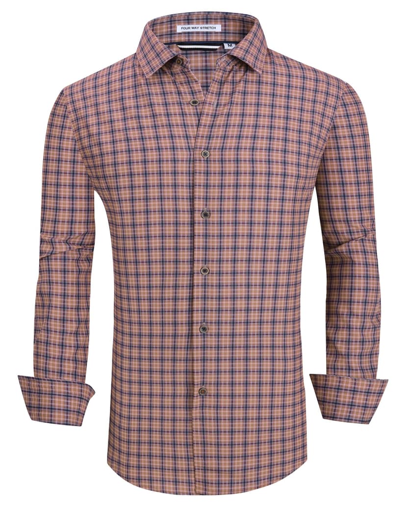 Alex Vando Mens Button Down Shirts Wrinkle Free 4-Way Stretch Print Business Casual Shirt