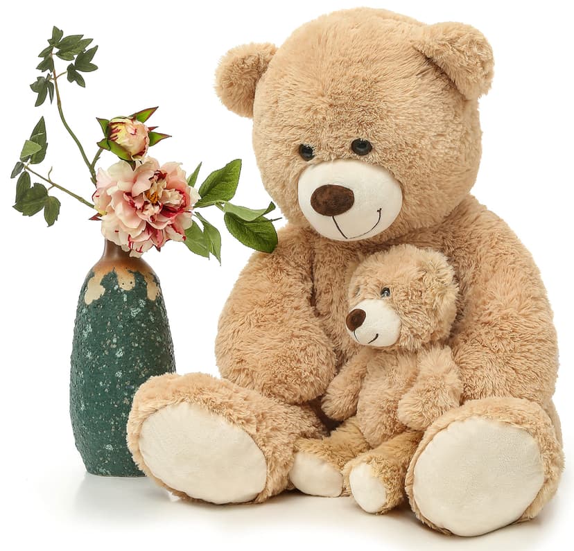MorisMos 39" Giant Teddy Bear, Big Mommy with Baby Bear for Baby Shower | Large Teddy Bear Stuffed Mommy Bear with Baby, Soft Stuffed Bear Plush Gift for Kids Birthday, Party Favors
