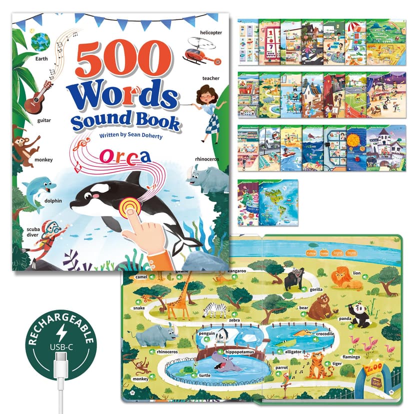 Timetome 500 Words Sound Book for Kids | Interactive Educational Toy with 23 Themes, Touch Activated Audio Book for Vocabulary Development and Early Education