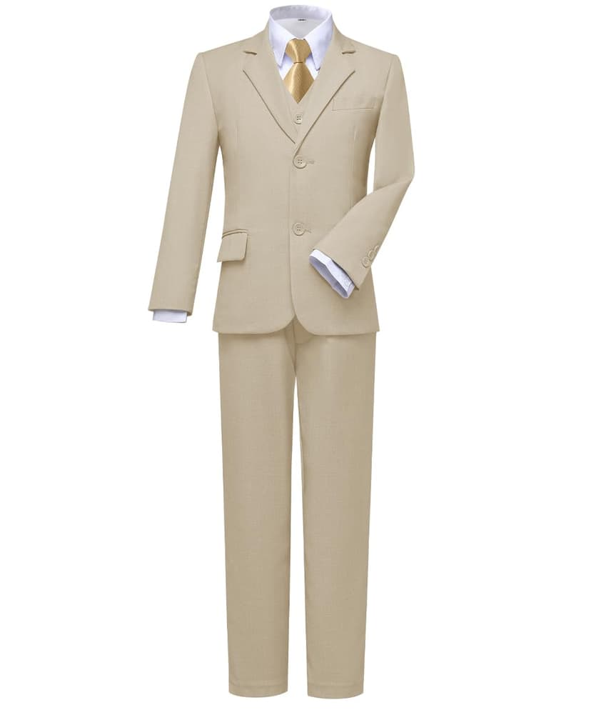 Visaccy Boys Formal Suit Slim Fit Dress Clothes Ring Bearer Outfit Tuxedo Suits,Adjustable Waist